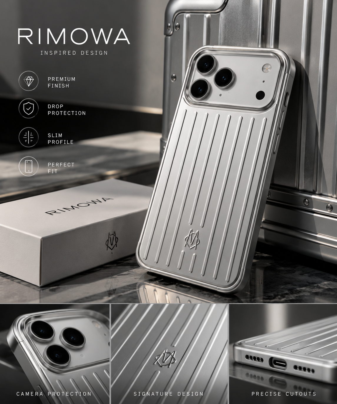 RIMOWA-Style Luxury Case for iPhone 17 Pro Max